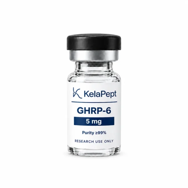 KelaPept GHRP-6 5 mg research vial — label design preview