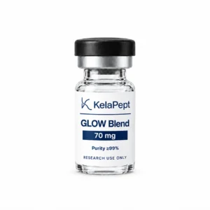 KelaPept GLOW Blend 70 mg research vial — label design preview